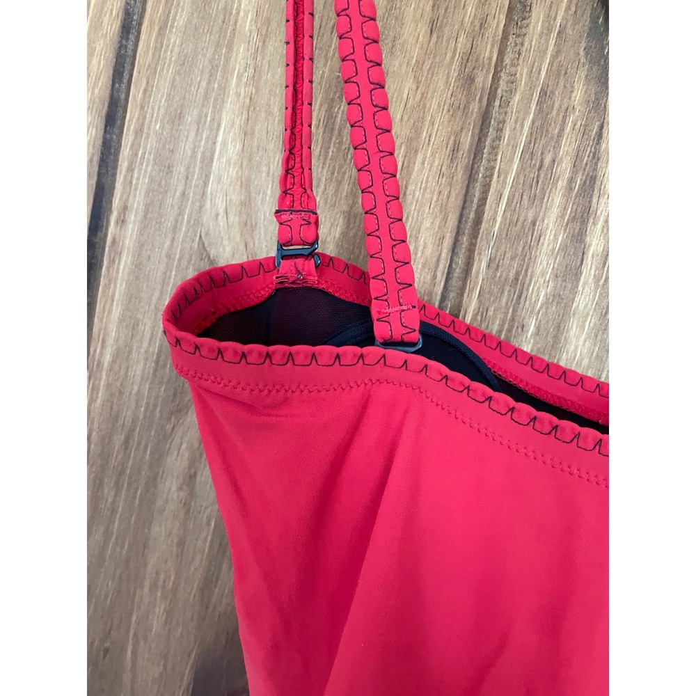 Vintage Gottex Red Embroidered Square Neck One Piece Bathing Suit - Picture 4 of 6
